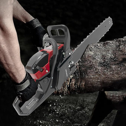 20 Inch Gas Chainsaw 58CC 2.4KW Petrol Chainsaw 2-Stroke Gas Chain Saws, Engine Chain Saw Set Gas Chainsaws for Cutting Wood Outdoor Home Farm Us (Black Red)
