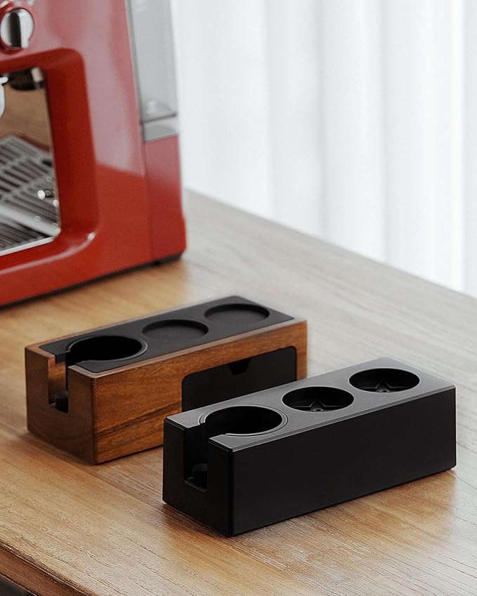 MHW-3BOMBER Espresso Tamping Station, 4 in 1 Tamper Station for Storage 51-58mm Portafilter, Distributor and Espresso Accessories,ABS Portafilter Holder,Black,CH6719