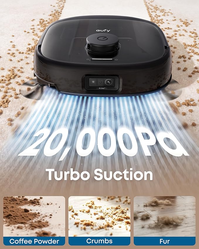 eufy Robot Vacuum E25, HydroJet System with Roller Mop, 20,000 Pa Turbo Suction, All-in-One Robot Vacuum and Mop Combo, Edge-to-Corner Cleaning, Zero-Tangle Design, AI Obstacle Avoidance (Upgraded)