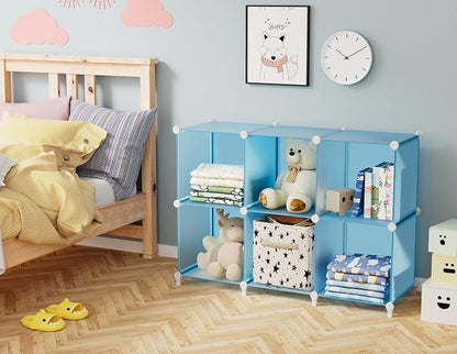 HOMIDEC Closet Organizers and Storage, 9 Cube Storage Organizer, Blue | Portable Closet Organizer Storage Cubes Shelves for Bedroom, Kids Room, Bathroom, Wardrobe