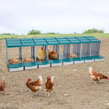Chicken Nesting Boxes 8 Compartment PP Nesting Box with Inclined Nesting Boxes & Vented Holes Wall Mount Chicken Laying Boxes for Chicken Coop (Green)