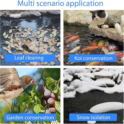 Koi Pond Netting Kit 20 x 40 ft, Black Heavy Duty Woven Net for Leaves, Reusable Pool Protective Cover Protecting Fish From Birds, Cats and Predators