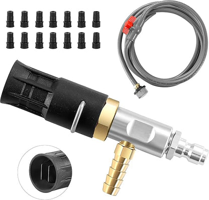 Adjustable Long Range Nozzle for Pressure Washer 2-2.5 GPM, Downstream Injection Spray Nozzle Kit, High Power Washing External Chemical Injector with 1/4” Quick Connect, 2000 to 3000 PSI