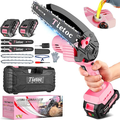 Tietoc Mini Chainsaw 6-Inch with 2 Batteries, Electric Saw, Stocking Stuffers Christmas Birthday Gifts Present for women mom wife Adults, Cool Gadgets 2025