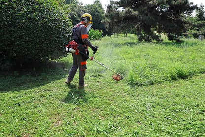 2-Stroke Gas Brush Cutter Pro-Grade String Trimmer EPA Compliant Orange Heavy-Duty Weed Eater Lawn & Overgrowth Clearing Tool