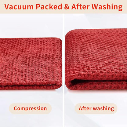 Homaxy 100% Cotton Waffle Weave Kitchen Towels, 5-Pack, Brick Red | 13 x 28 Inches, Ultra Soft Absorbent Dish Towels, Quick Drying Cleaning Towels