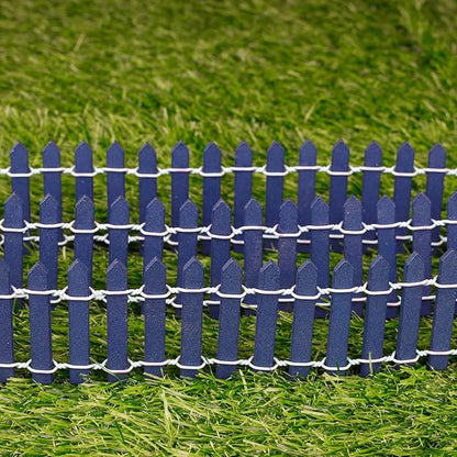 Mini Fairy Garden Fence, 35.5x2 Inch Cuttable Small Wood Picket Fence, DIY Miniature Accessories Decoration for Dollhouse, Crafts, Vegetable Platter, Cake(Dark Blue)