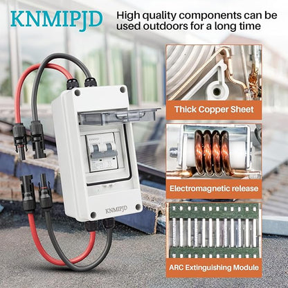 Solar Panel Disconnect Switch 10A 2P 400V Dc/AC Breaker Disconnect Box Outdoor Breaker Box Suitable for photovoltaic and Wind Energy Home Battery Systems (16 Amps)