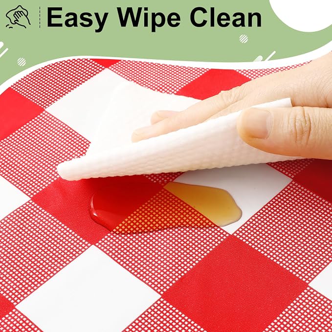 4 Packs Buffalo Disposable Table Cloth, 54 x 132 Inch Waterproof Plastic Tablecloth, Rectangle Red and White Checkered Table Covers for Picnic, Birthday, Party, Back to School
