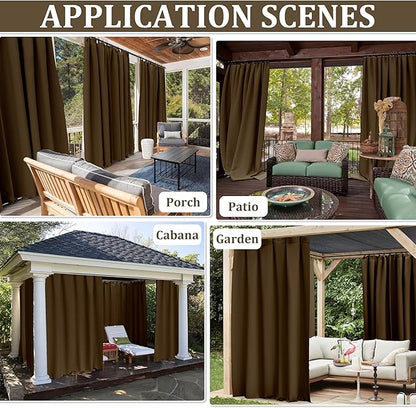 Gazebo Universal Replacement Privacy Curtain,12'×20' Gazebo Outdoor Waterproof Curtains, 4-Panels Sidewall Curtains with Double Zipper for Patio Canopy, Garden and Backyard (Curtain Only)
