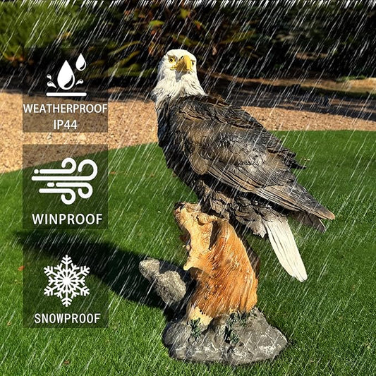 13.2" Real Eagle Statue, Funny Resin Bird Sculpture, Garden Outdoor Decor, Seabird Coastal Beach Accent, Eagle Pattern, Tropical Home Decor, Landscape & Patio Ornaments, Bald Eagle Gift