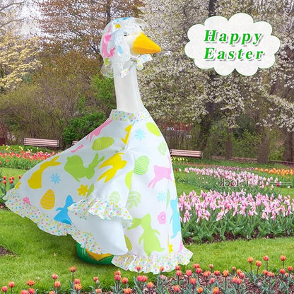 Easter Goose Outfit for 23" Cement Porch Goose Statue - Spring Outdoor Patio Yard Lawn Decoration