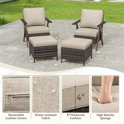 Outdoor Patio Wicker Chair Set of 2, Bistro Chair Set Patio Conversation Sets for Garden Lawn & Poolside