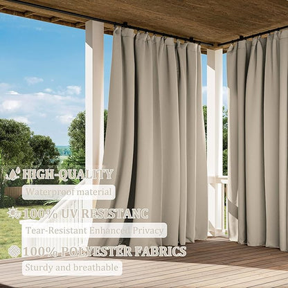 Gazebo Universal Replacement Privacy Curtain,12'×12' Gazebo Outdoor Waterproof Curtains, 4-Panels Sidewall Curtains with Double Zipper for Patio Canopy, Garden and Backyard (Curtain Only)