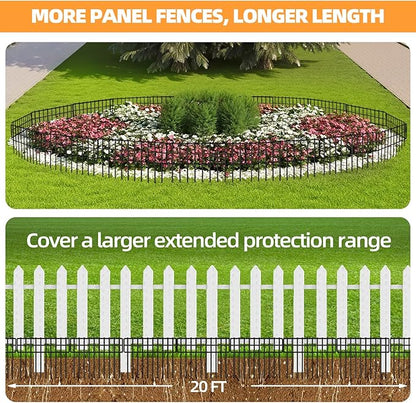 KYATE Garden Fence Animal Barrier, 14 Panels No Dig Fence 20ft(L) x13in(H), Rustproof Metal Defense Border, Dogs Rabbits Blocker Fence for Outdoor Yard & Patio