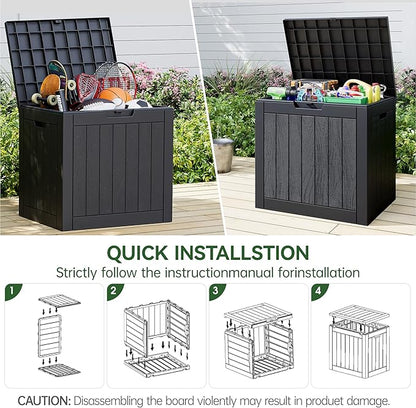 31 Gallon Outdoor Storage Box, Resin Deck Boxes Outdoor Waterproof For Patio Furniture, Garden Tools, Pool Supplies, Durable And UV Resistant, Lockable
