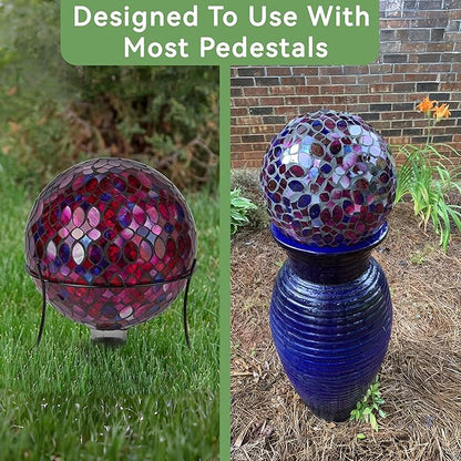 Lily's Home Colorful Mosaic Glass Gazing Ball, Designed with a Stunning Holographic Petal Mosaic Pattern to Bring Color to Any Home and Garden, Red, Blue & Purple (10 Inches Dia.)