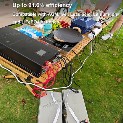 WZRELB 10000W 24V DC Split Phase Pure Sine Wave Inverter 120VAC 240VAC Output Power Converter Off Grid with High Efficiency up to 91.6%