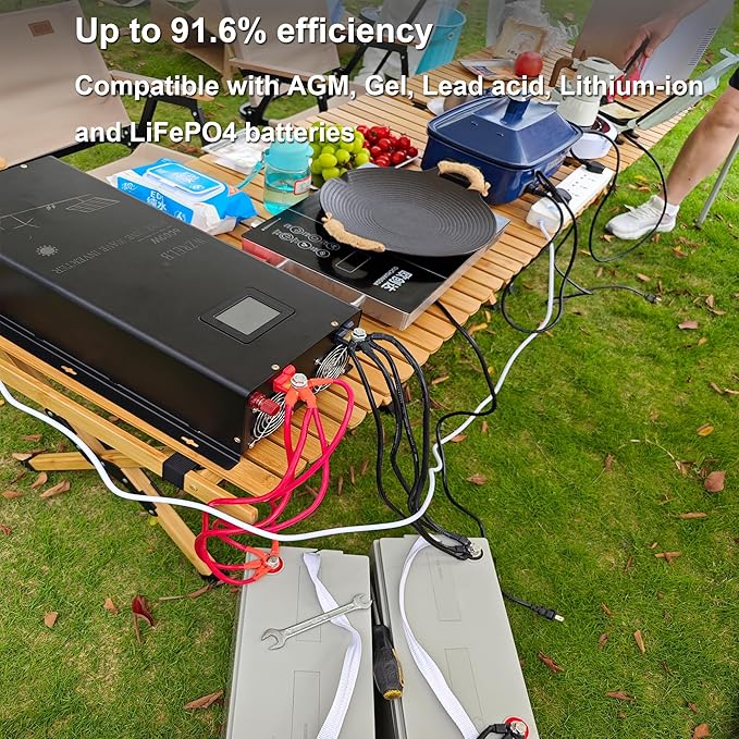 WZRELB 5000W Split Phase Pure Sine Wave Inverter,24V DC to AC 120V 240V, 4 Outlets, Hardwire Terminal,High Efficiency up to 91.6%