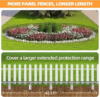 KYATE Garden Fence Animal Barrier, 30 Panels No Dig Fence 42.5ft(L) x13in(H), Rustproof Metal Defense Border, Dogs Rabbits Blocker Fence for Outdoor Yard & Patio
