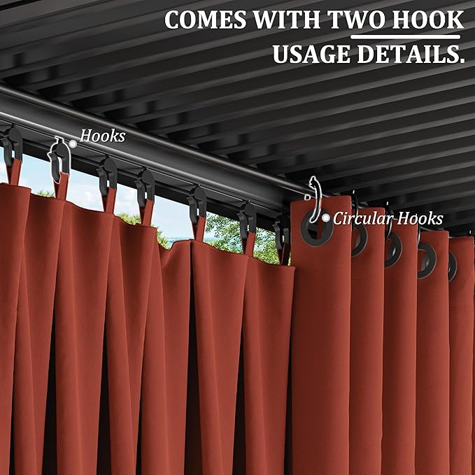 Gazebo Universal Replacement Privacy Curtain,12'×12' Gazebo Outdoor Waterproof Curtains, 4-Panels Sidewall Curtains with Double Zipper for Patio Canopy, Garden and Backyard (Curtain Only)