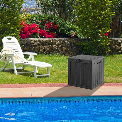 30GAL Black Outdoor Deck Box with Lock Hole - Waterproof, UV - Protected (SGS 1000plus), Ideal for Storing Patio Cushions and Garden Tools, Easy Assembly