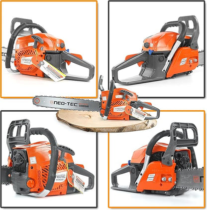 NEO-TEC 20 Inch Chainsaw, 62CC Power Chain Saws Gas Powered 2 Stroke Handed Petrol Gasoline Chain Saw for Cutting Wood Outdoor Garden