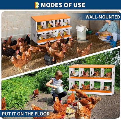 Nesting Boxes for Chickens, Chicken Coop Laying Boxes for Hens with Egg Rollaway System to Protect Eggs, 6/8/10-Hole Galvanized Steel Chicken Nesting Boxes Backyard Farm, Easy to Clean