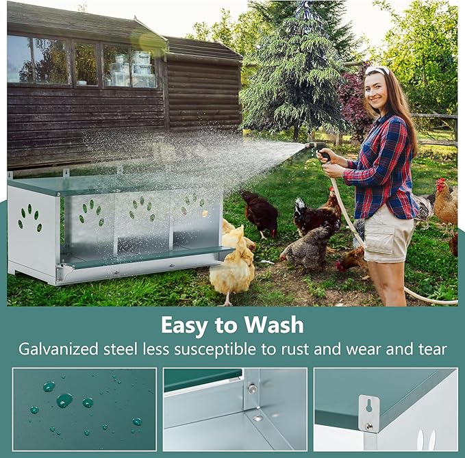 Nesting Boxes for Chickens Laying Eggs,Metal Chicken Nesting Box with 3 Compartment Nesting Box,Wall Mountable Poultry Nesting Boxes W/Ventilation Holes,Easy Assembly,for Chicken,Hens,Metal