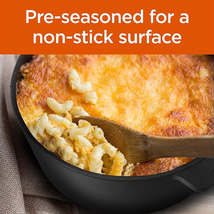 Commercial Chef 2-in-1 5-Qt. Dutch Oven, 10.25-Inch Skillet Lid, CHFL508 | Pre-Seasoned Cast Iron, Works on All Cooktops Including Induction, Outdoor Cookware for Campfires or Grills