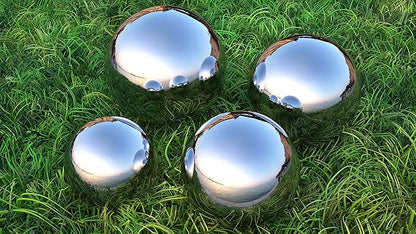 Lulu Decor, Size 14 Silver Stainless Steel Gazing Mirror Ball, Smooth Reflective Shiny Garden Decoration Globe