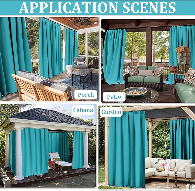 Gazebo Universal Replacement Privacy Curtain,10'×10' Gazebo Outdoor Waterproof Curtains, 4-Panels Sidewall Curtains with Double Zipper for Patio Canopy, Garden and Backyard (Curtain Only)