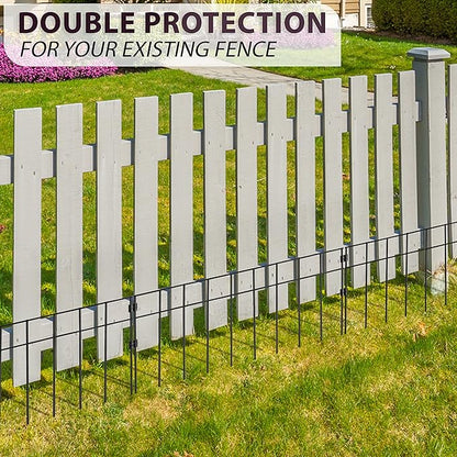 15 Pack - 17"x12" Animal Barrier Fence, 21Ft(L) No Dig Fence for Dogs with Strong Snap Connect, 4 Gauge Black Powder Coated Steel, Dog Rabbits Fence Barrier for Outdoor Landscaped Yard