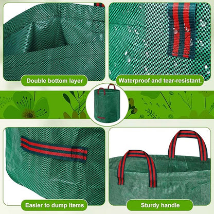 Reusable Yard Waste Bags, 72 Gallons Leaf Bags with Reinforced Handles,Heavy Duty Garden Waste Bag,Collapsible Trash Bag for Lawn Debris Leaves Grass Clippings(3 Packs)
