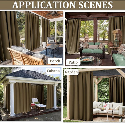 Gazebo Universal Replacement Privacy Curtain,12'×16' Gazebo Outdoor Waterproof Curtains, 4-Panels Sidewall Curtains with Double Zipper for Patio Canopy, Garden and Backyard (Curtain Only)