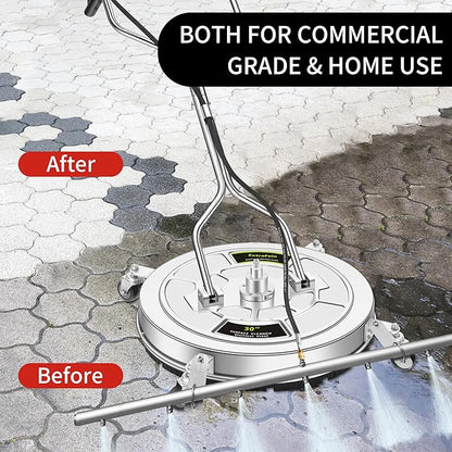 30" Pressure Washer Surface Cleaner Ultra with 7 Nozzles Water Broom, Stainless Steel Surface Cleaner for Pressure Washer, Dual Handle Power Washer Surface Cleaner for Concrete Driveway, 5000 PSI