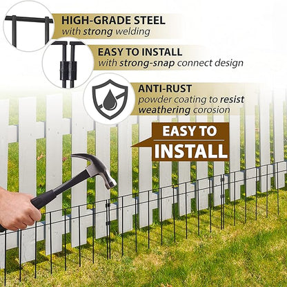 15 Pack - 17"x12" Animal Barrier Fence, 21Ft(L) No Dig Fence for Dogs with Strong Snap Connect, 4 Gauge Black Powder Coated Steel, Dog Rabbits Fence Barrier for Outdoor Landscaped Yard