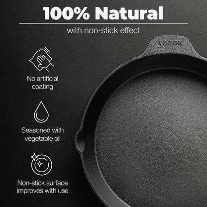 Classic Cast Iron Skillet 12 Inch | No PFAS I German-Engineered | Naturally Non-Stick Cast Iron Pan Set | Oven Safe Skillet | Cast Iron Cookware Set | 20-Year Refund I Steak Pan