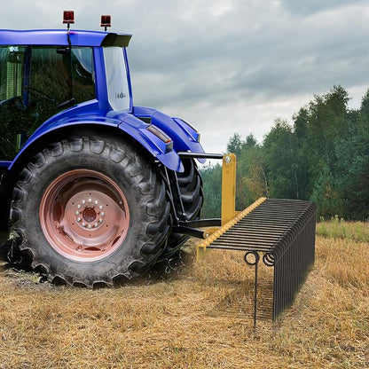YITAMOTOR 60" Tow Behind Landscape Rake, 3 Point Quick Hitch Lawn Dethatcher Rakes with 26 Steel Tines for Category 1 Tractors, Heavy Duty Powder Coated Finish Tools for Leaves, Pine Needles, Straw