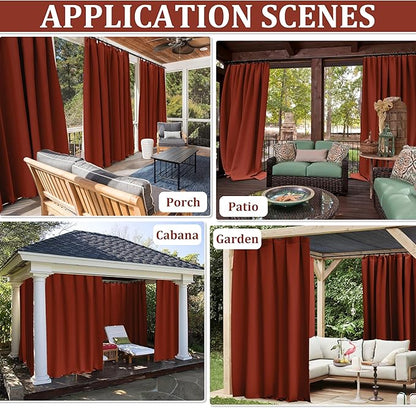 Gazebo Universal Replacement Privacy Curtain,12'×12' Gazebo Outdoor Waterproof Curtains, 4-Panels Sidewall Curtains with Double Zipper for Patio Canopy, Garden and Backyard (Curtain Only)