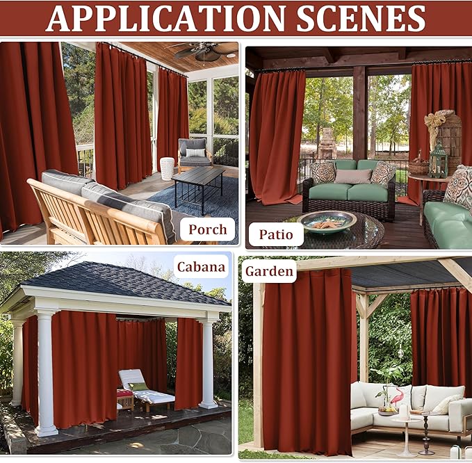 Gazebo Universal Replacement Privacy Curtain,10'×10' Gazebo Outdoor Waterproof Curtains, 4-Panels Sidewall Curtains with Double Zipper for Patio Canopy, Garden and Backyard (Curtain Only)