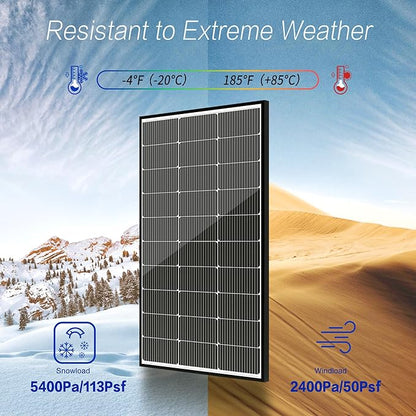 JJN 200 Watt Solar Panel, 2pcs 100W 16BB N-Type High Efficiency 12 Volt Solar Panels, 25% High Coversion Rate Solar Module PV Charge for Boat Rooftop Caravan and Other Off-Grid System