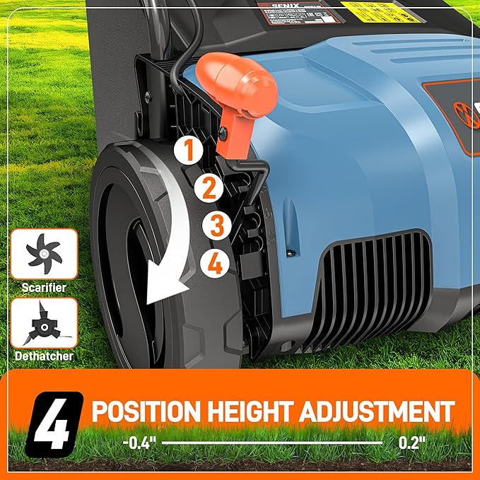 SENIX 12 Amp 13-Inch Corded Electric Dethatcher and Scarifier with Collection Bag,Lawn Care Equipment for Removing Thatch and Improving Yard Growth,Garden Tool Gifts(SCE12-L1)