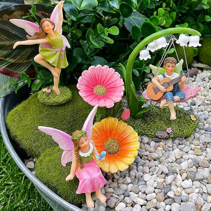 Mood Lab Fairy Garden - Dancing Swing Accessories Kit of 5 pcs - Miniature Garden Figurines Set - Outdoor or House Decor