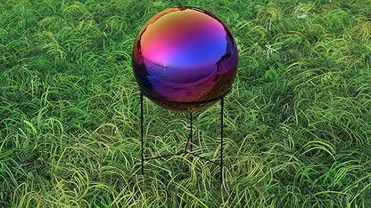 Lulu Decor, Rainbow Stainless Steel Gazing Mirror Ball Size 14 with Stand