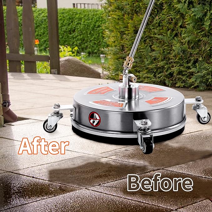 M MINGLE 14'' Pressure Washer Surface Cleaner Attachment, Driveway Power Washer Accessory with 2 Extension Wand, 1/4" Quick Connect, 4000 PSI