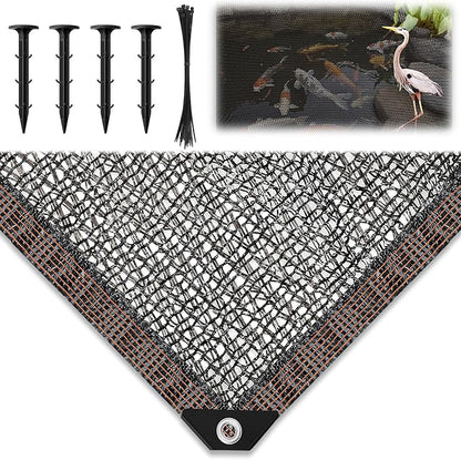 Koi Pond Netting Kit 15 x 20ft, Heavy-Duty Pe, Bird Deer Fence Netting, Durable Net Cover for Leaves, Protect Fish from Blue Heron Bird, Cats & Predators, Stakes & Ties Included