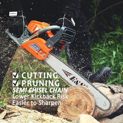 E & S 3 Pack 14 Inch Chainsaw Chain 3/8" LP Pitch .050" Gauge 52 Drive Links Semi-Chisel Chain Saw Chains for Husqvarna, Poulan, Craftsman, Greenworks and More Chainsaw Brands