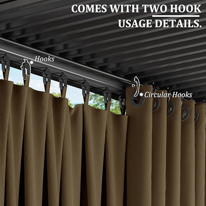 Gazebo Universal Replacement Privacy Curtain,12'×20' Gazebo Outdoor Waterproof Curtains, 4-Panels Sidewall Curtains with Double Zipper for Patio Canopy, Garden and Backyard (Curtain Only)