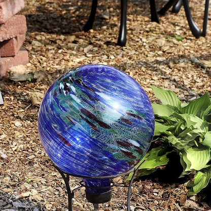 Sunnydaze 10-Inch Gazing Ball for Garden - Glass Gazing Globe for Outside - Garden Orb Yard Decor - Northern Lights